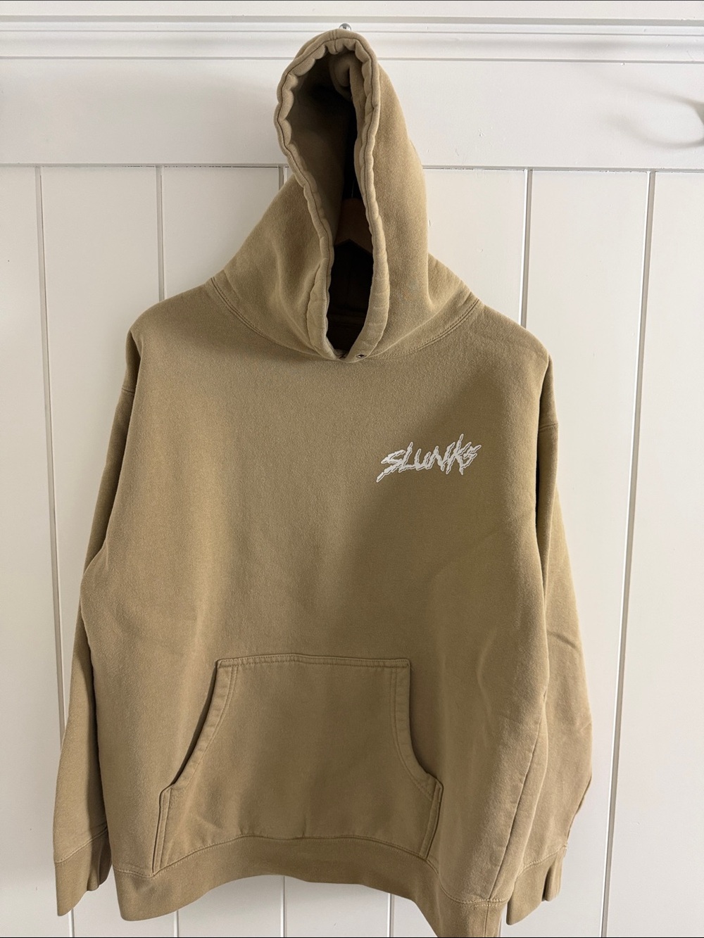 SLUNKS Tan Pullover Hoodie with Embroidered Logo